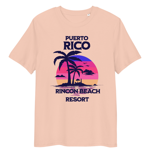 Organic cotton t-shirt with puerto rico beach graphic