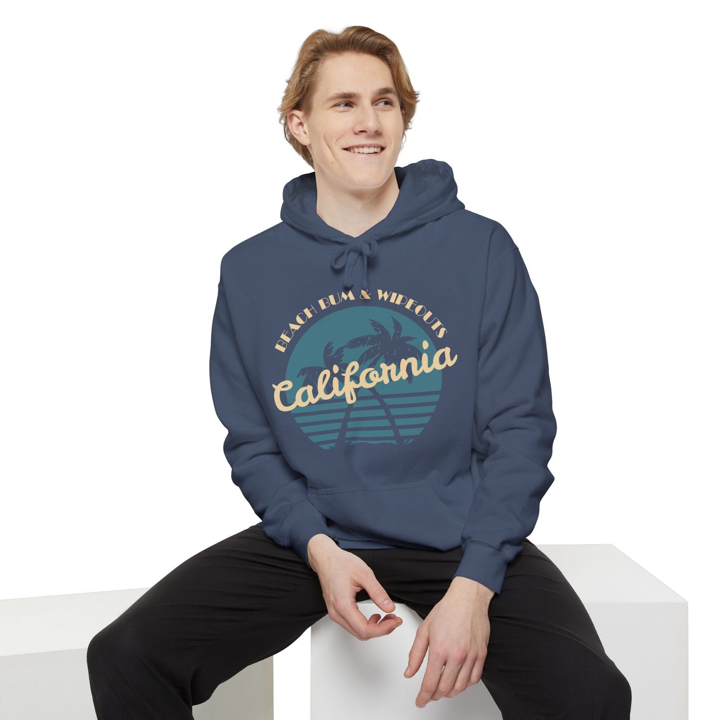 California Vibes Cozy Unisex Garment-Dyed Hoodie, Casual Streetwear, Summer Beachwear, Travel Apparel, Gift for Nature Lovers