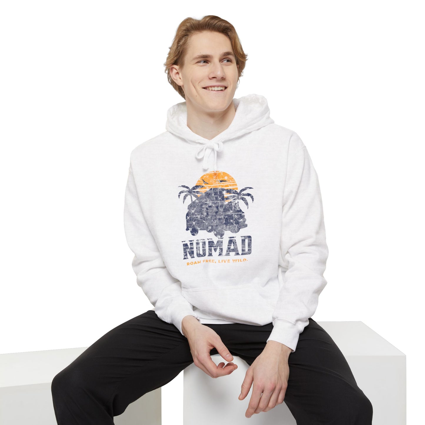 Nomad Vibes Unisex Garment-Dyed Hoodie, Casual Hoodie, Beach Hoodie, Travel Apparel, Summer Chillwear, Relaxed Style