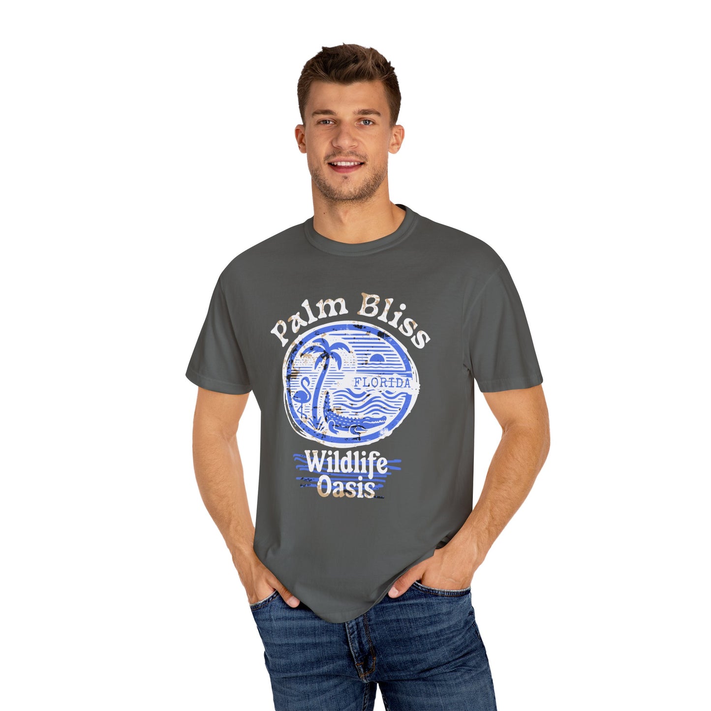 Palm Bliss Wildlife Oasis T-Shirt, Unisex Beach Shirt, Summer Vacation Tee, Gift for Ocean Lovers, Florida Apparel