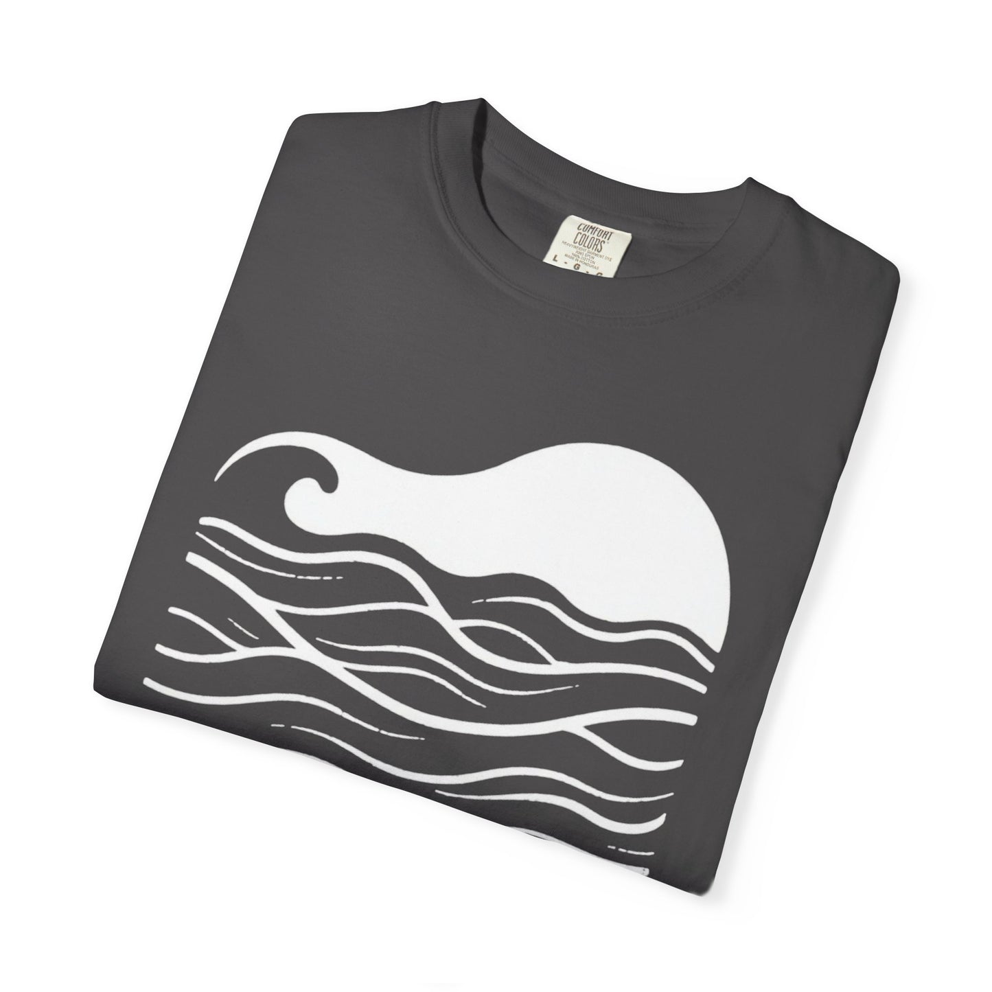 Stenciled Ocean Wave T-Shirt, 100% Ring-Spun Garment-Dyed Cotton