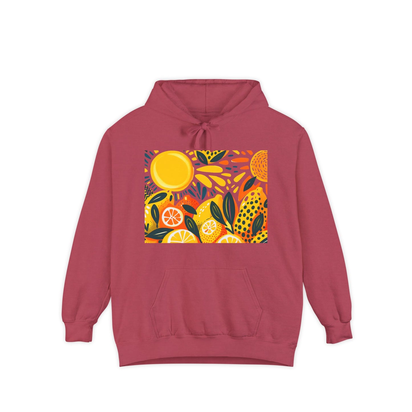 Sunny Lemon Vibes Unisex Hoodie, Cozy Garment-Dyed Sweatshirt, Casual Outdoor Wear, Summer Apparel, Gift for Nature Lovers