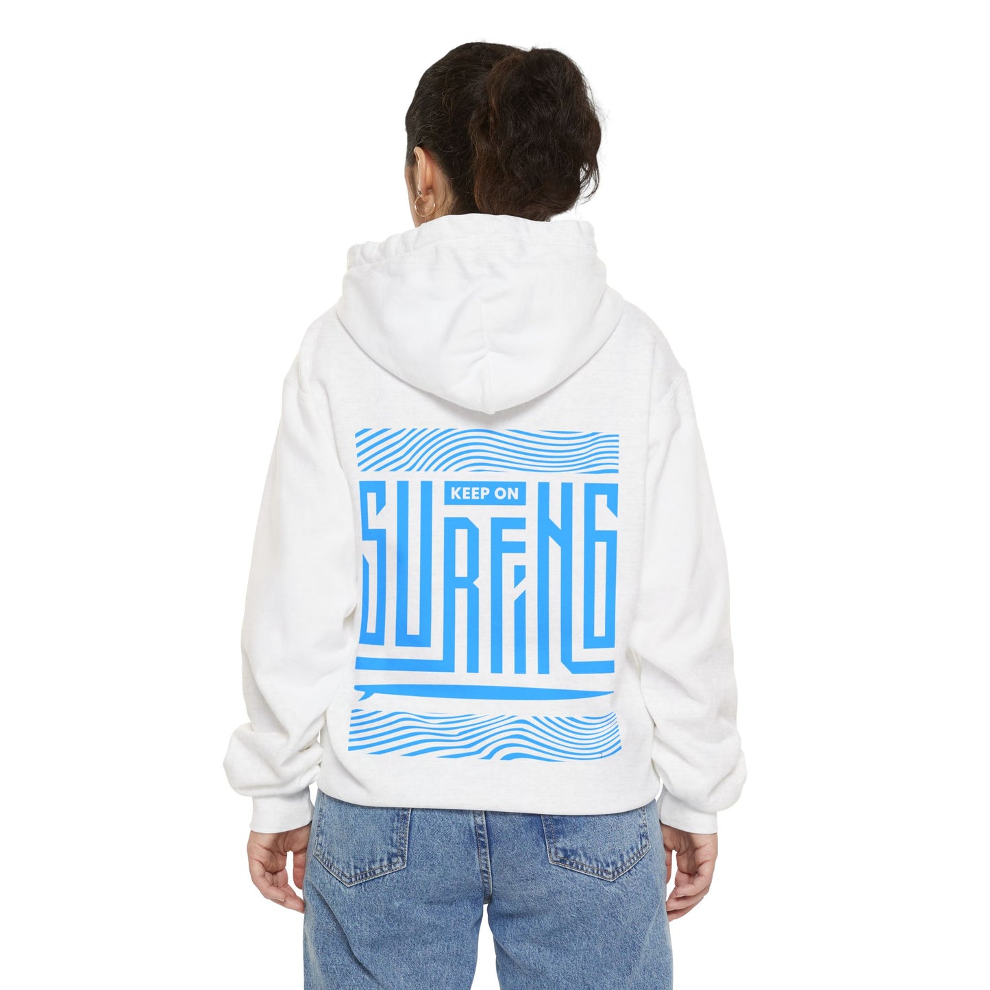 Keep Surfing- Cozy Unisex Garment-Dyed Hoodie - Casual Wear for Beach Lovers, Perfect Gift for Surfers, Summer & Coastal Adventures