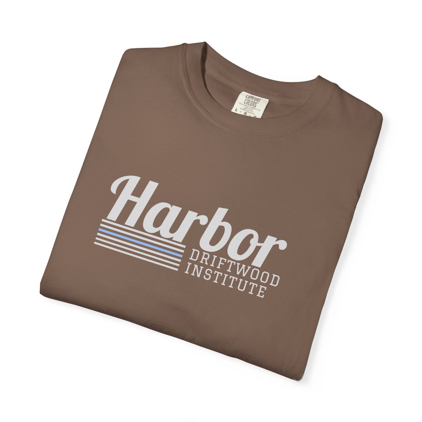 Harbor Driftwood Institute Design, Garmet-Dyed Cotton, Unisex T-Shirt, Casual Wear, Beach Vibes, Perfect Gift for Nautical Lovers