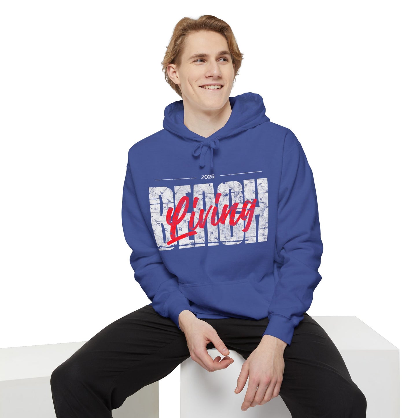 Beach Living Vibes Unisex Hoodie for Relaxed Days, Summer Apparel, Gift for Him/Her, Casual Wear, Beach Trip Essential