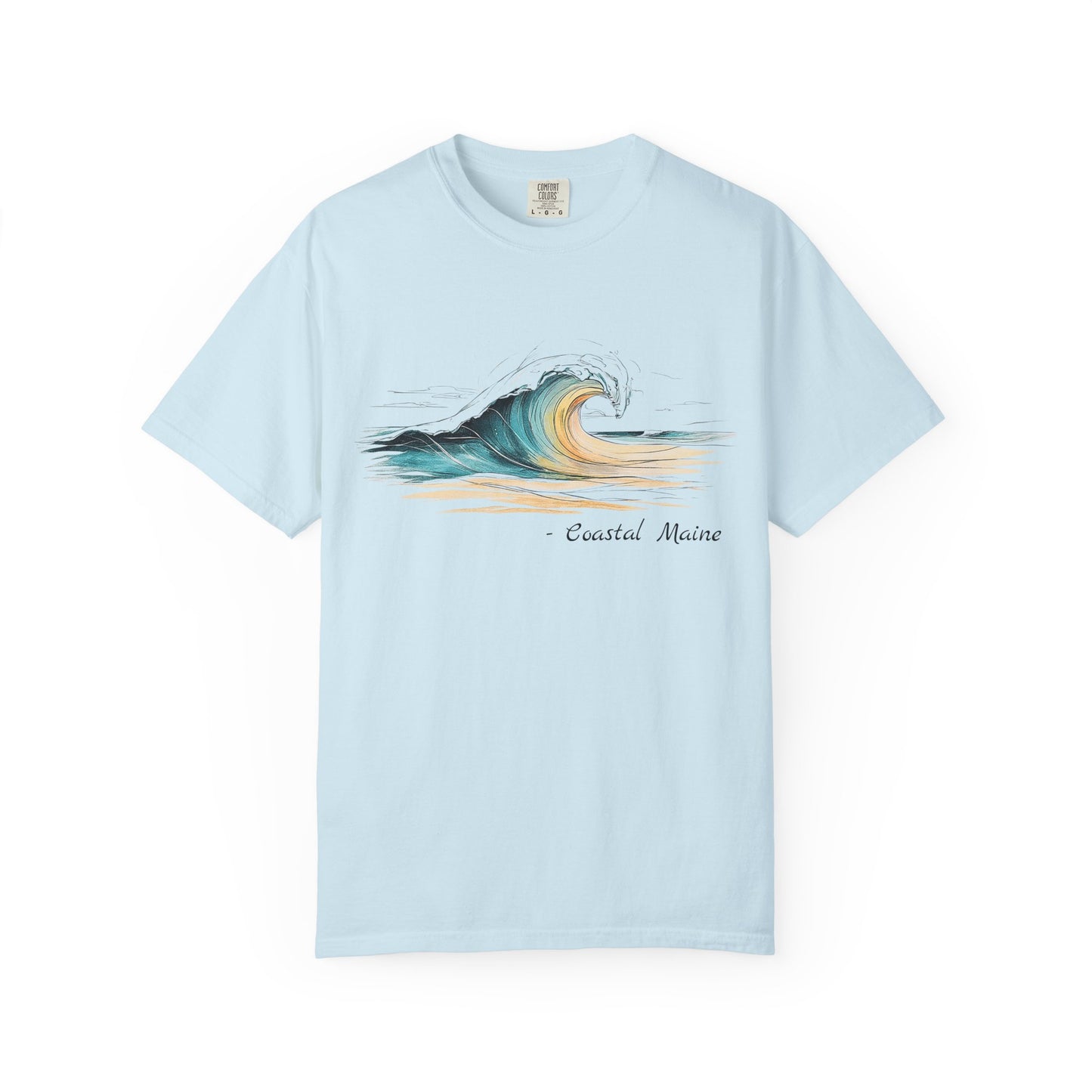 Coastal Maine Wave T-Shirt, 100% Ring-Spun Garment-Dyed Cotton