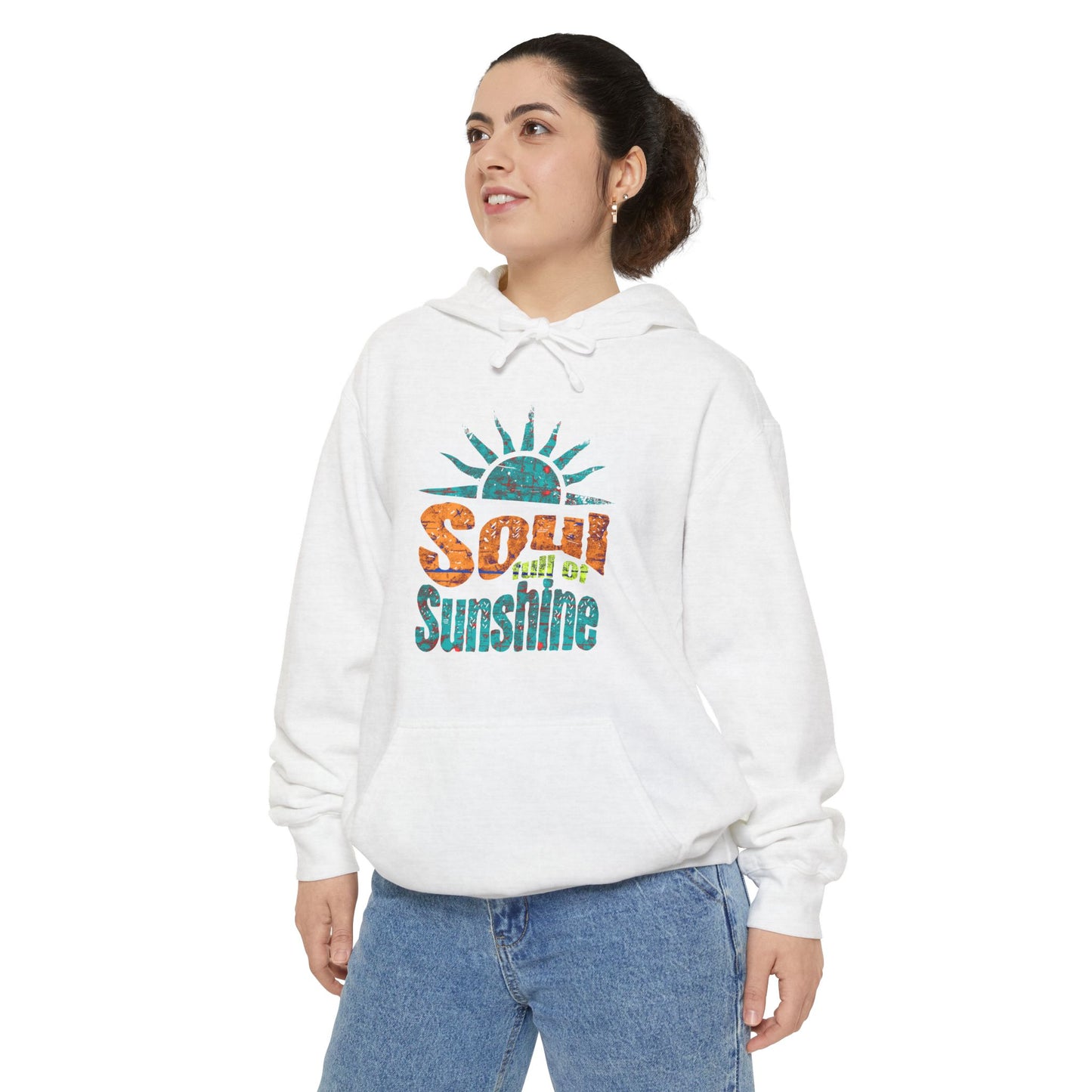 Soul Full Of Sunshine Hoodie - Unisex Garment-Dyed Sweatshirt, Perfect for Summer Days, Beach Outings, Cozy Relaxation, Gifts for Friends