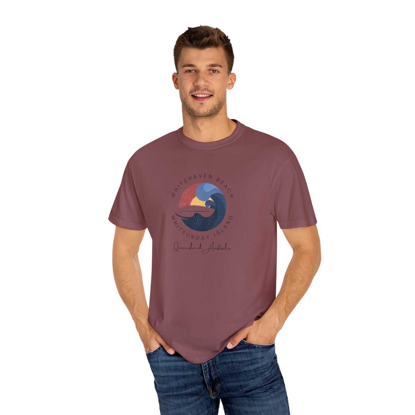 Beach Vibes Garment-Dyed T-shirt, Boho Tee, Unisex Beachwear, Summer Fashion, Gift for Ocean Lovers