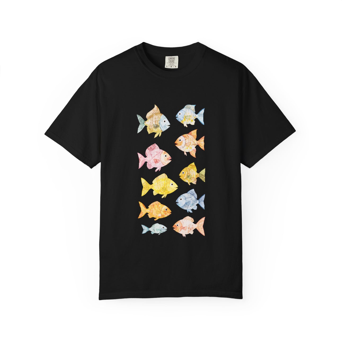 Faded Out Coral Fish At Play T-Shirt, 100% Ring-Spun Garment-Dyed Cotton