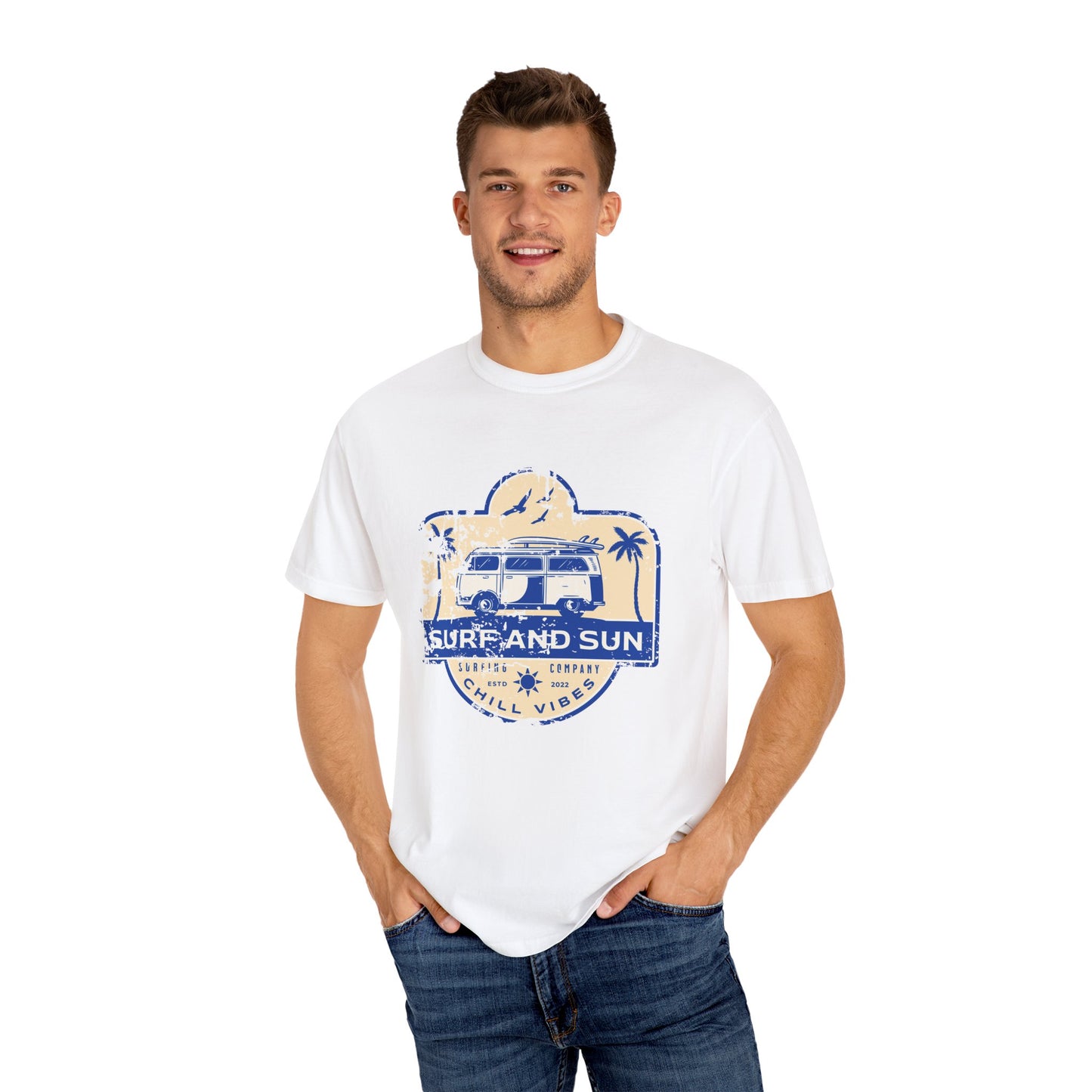 Chill Vibes Surf T-Shirt, Unisex Beach Tee, Casual Summer Shirt, Surf and Sun Apparel, Vacation Clothing, Gift for Surf Lovers