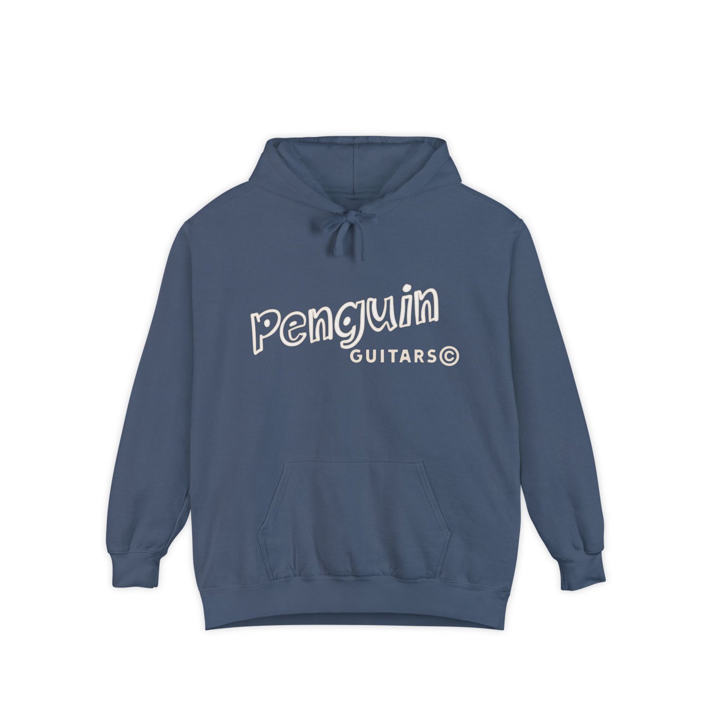 Penguin Guitars Garment-Dyed Hoodie, Cool Sweatshirt for Music Lovers, Casual Wear, Gift for Musicians, Cozy Holiday Apparel