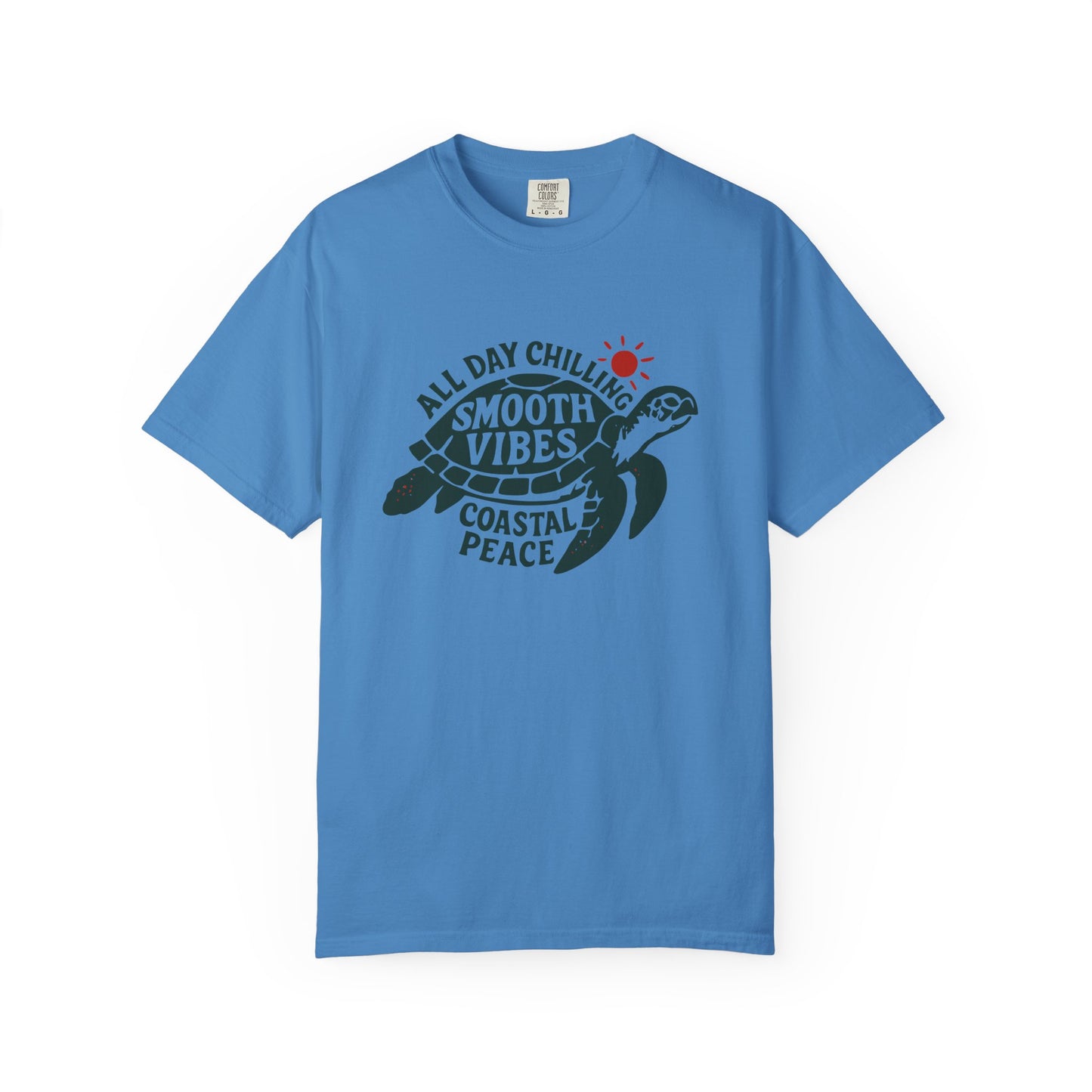 Coastal Vibes Turtle T-Shirt, Unisex Garment-Dyed Tee for Beach Lovers, All Day Chillin Vibes, Summer Apparel, Gift for Coastal Friends