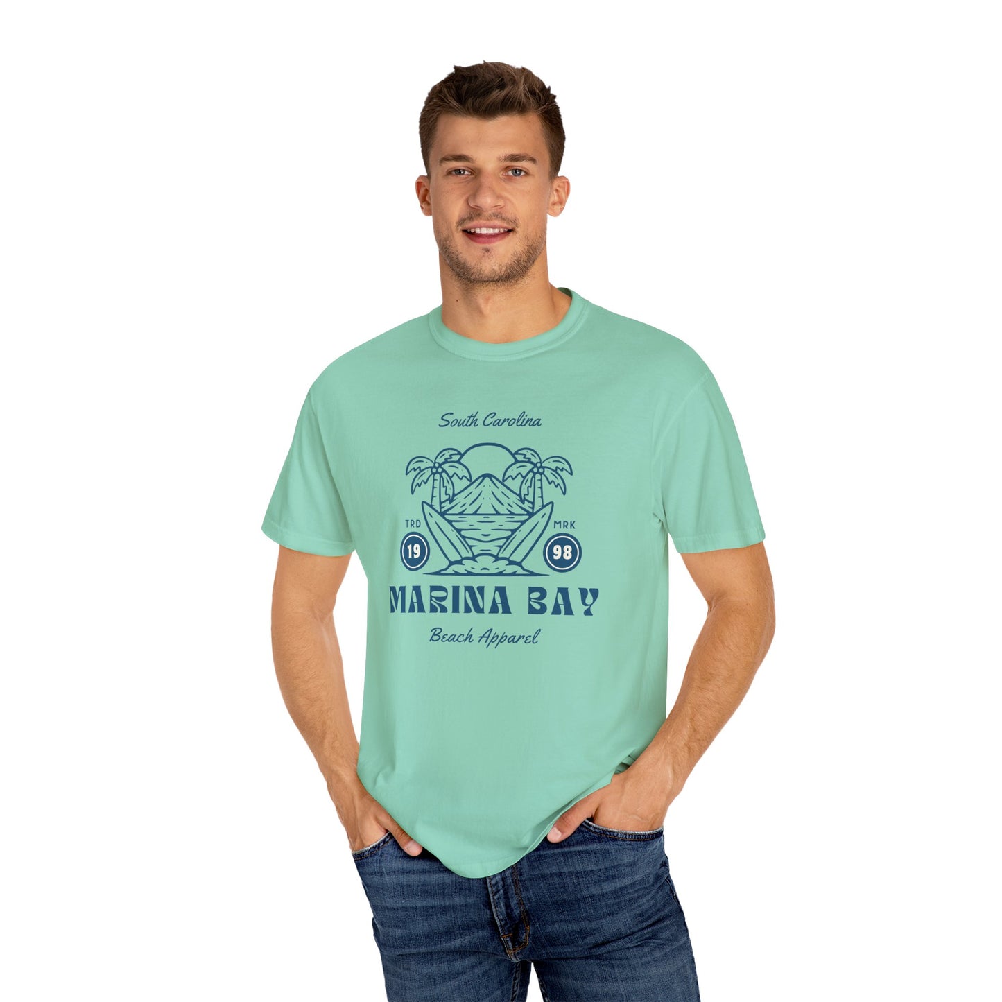 Marina Bay Beach T-Shirt | Comfy Casual Tee for Summer, Vacation Souvenir, Gift for Ocean Lovers, Trending Graphic Tee
