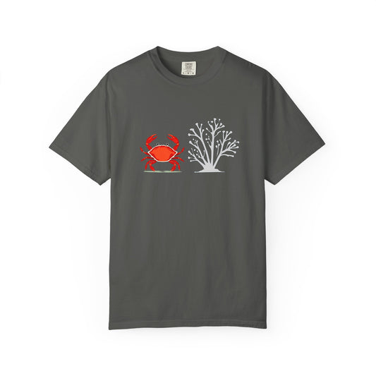 Red Grab And Sun Burnt Coral T-Shirt, 100% Ring-Spun Garment-Dyed Cotton