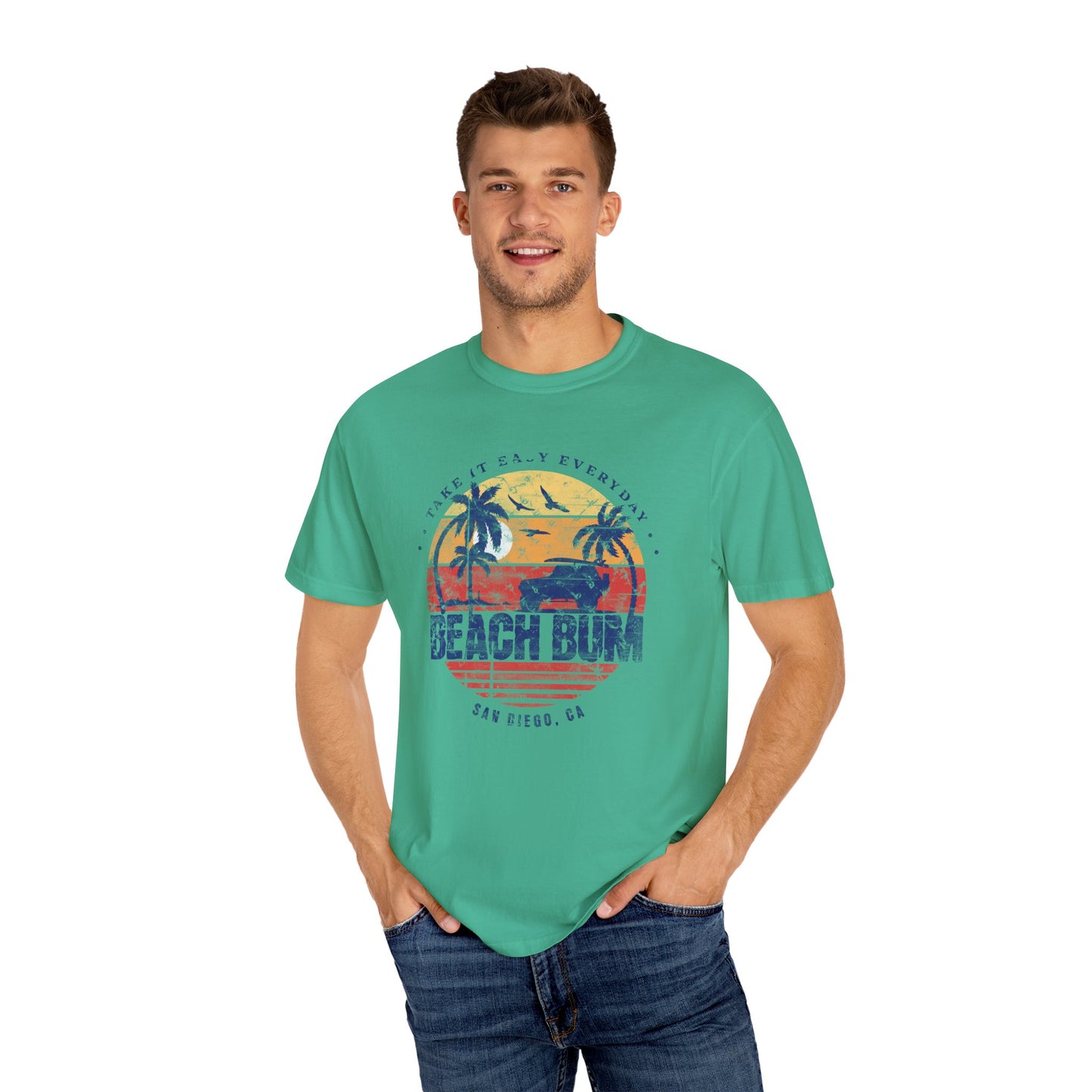 Beach Bum Graphic T-Shirt, Retro Summer Vibes Apparel, Perfect for Vacations, Gifts for Beach Lovers, Casual Wear