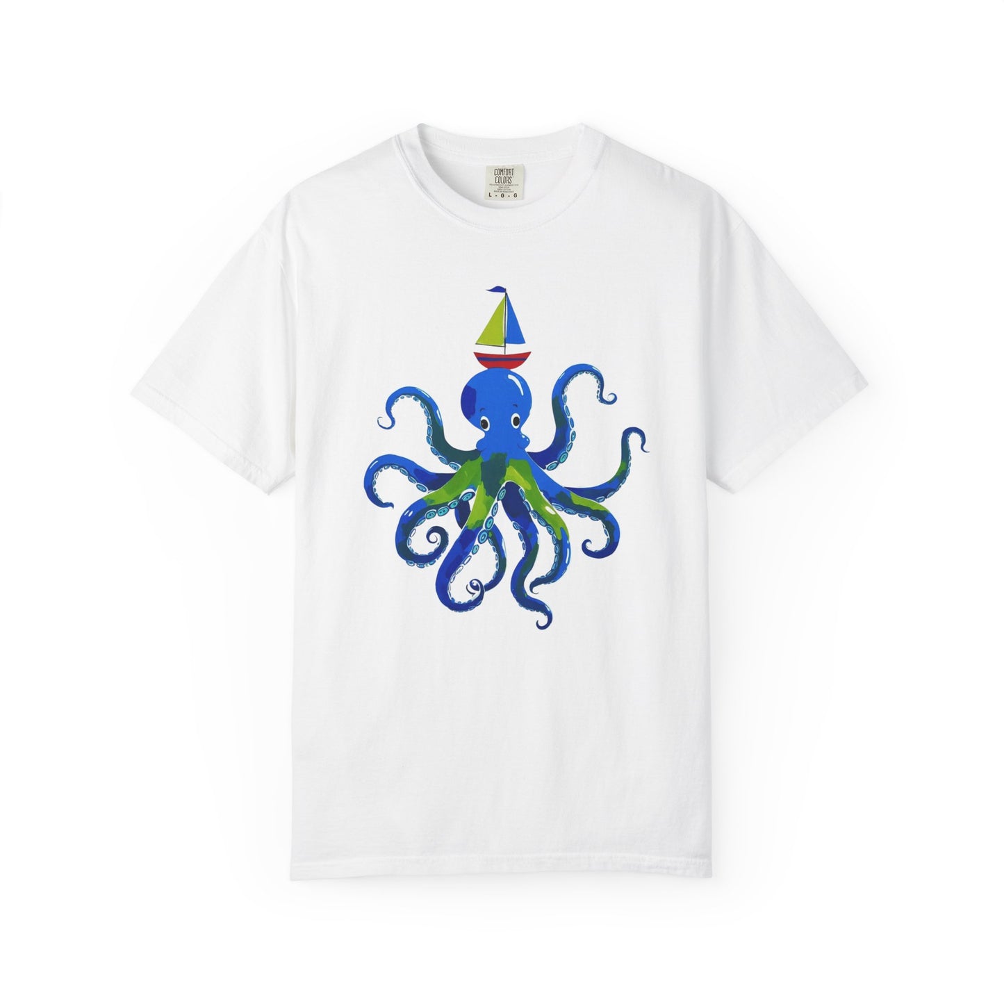 Octopus Emerges From The Ocean T-shirt, 100% Ring-Spun Garment-Dyed Cotton