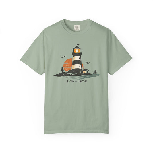 Lighthouse Sunset Coastal Bay T-Shirt - Tide + Time Summer Beach Graphic Tee