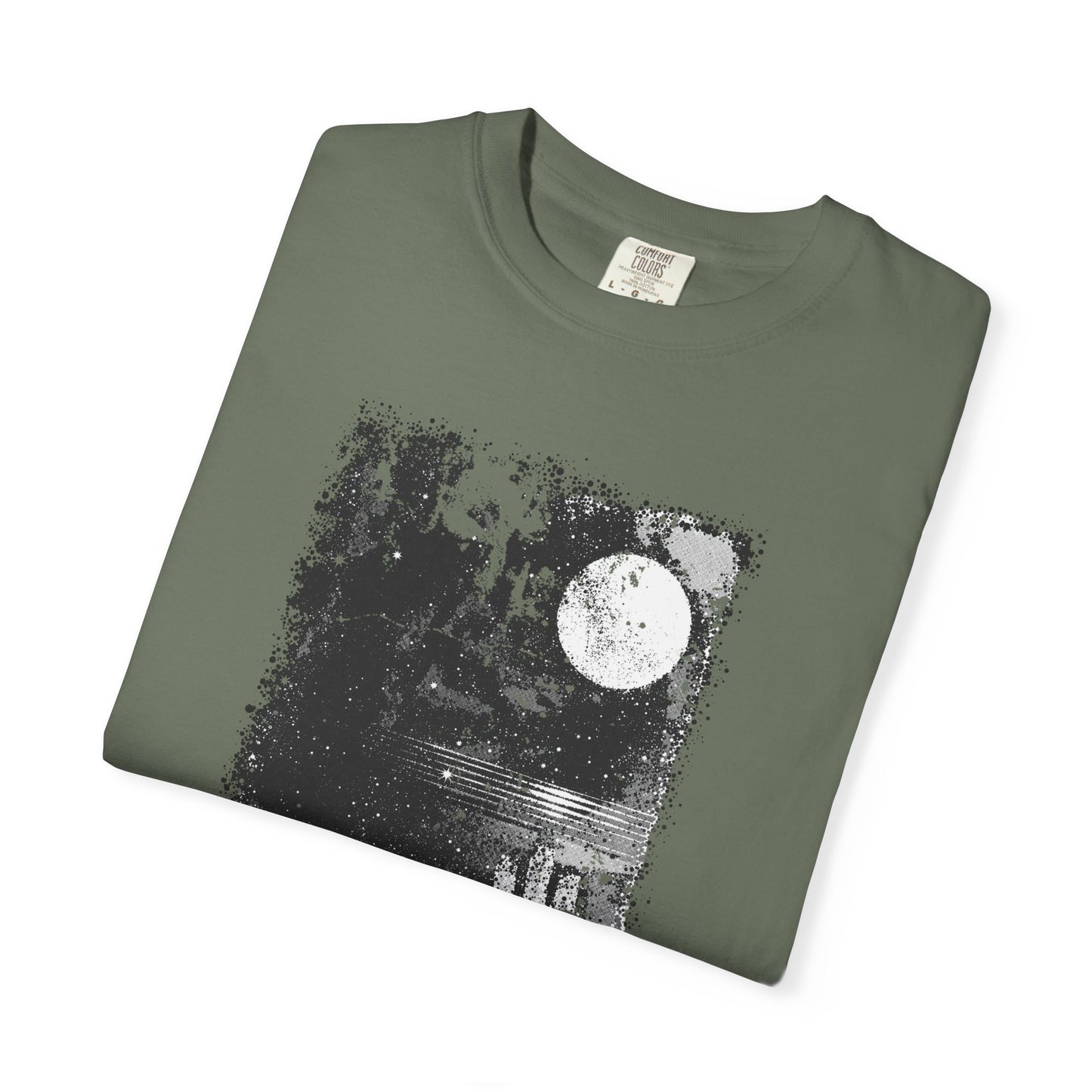Moonlit dreary Beach Handprint Unisex T-Shirt | Soft Cotton Tee, Vintage Style, Casual Wear, Gift for Him/Her, Unique Fashion Statement