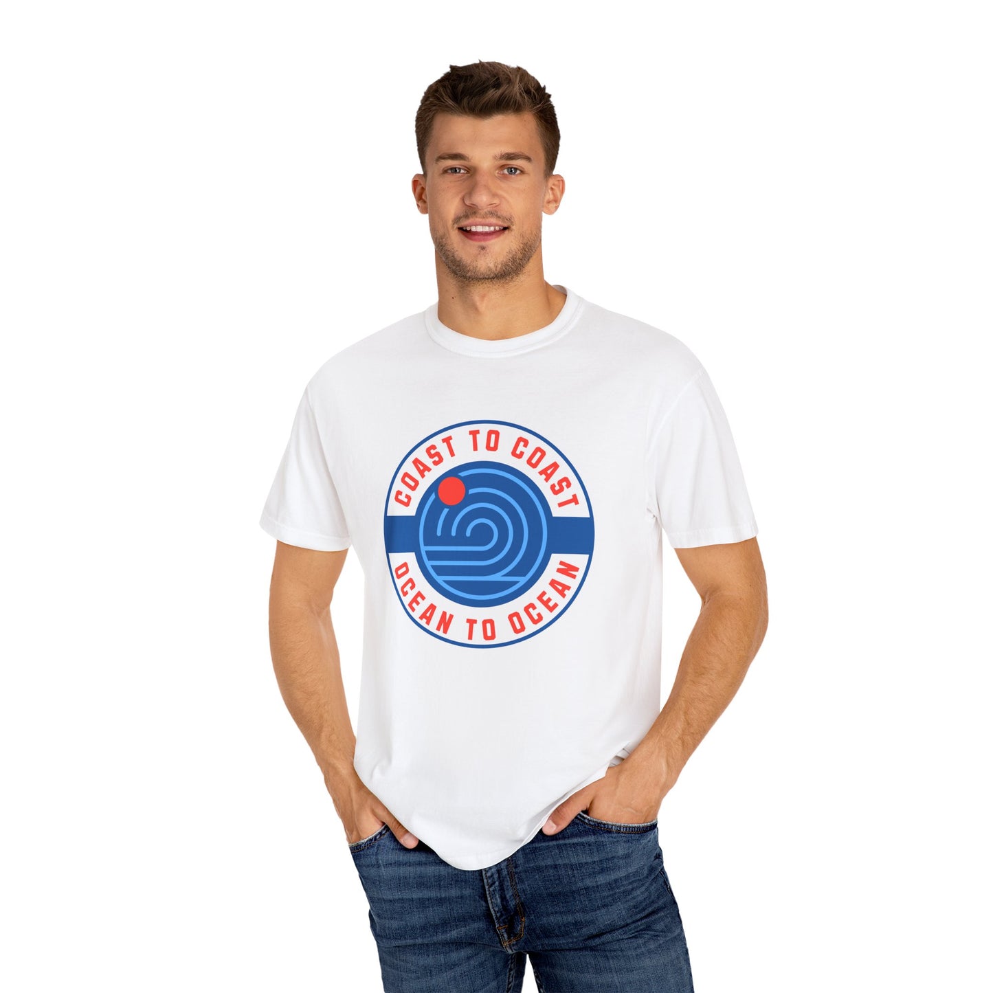 Coast to Coast Ocean Tee - Garment-Dyed Unisex T-Shirt, Casual Wear, Travel Apparel, Summer Fun, Unique Gift