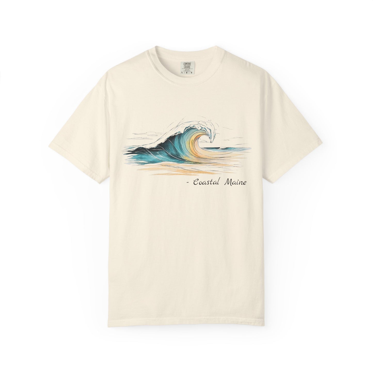 Coastal Maine Wave T-Shirt, 100% Ring-Spun Garment-Dyed Cotton