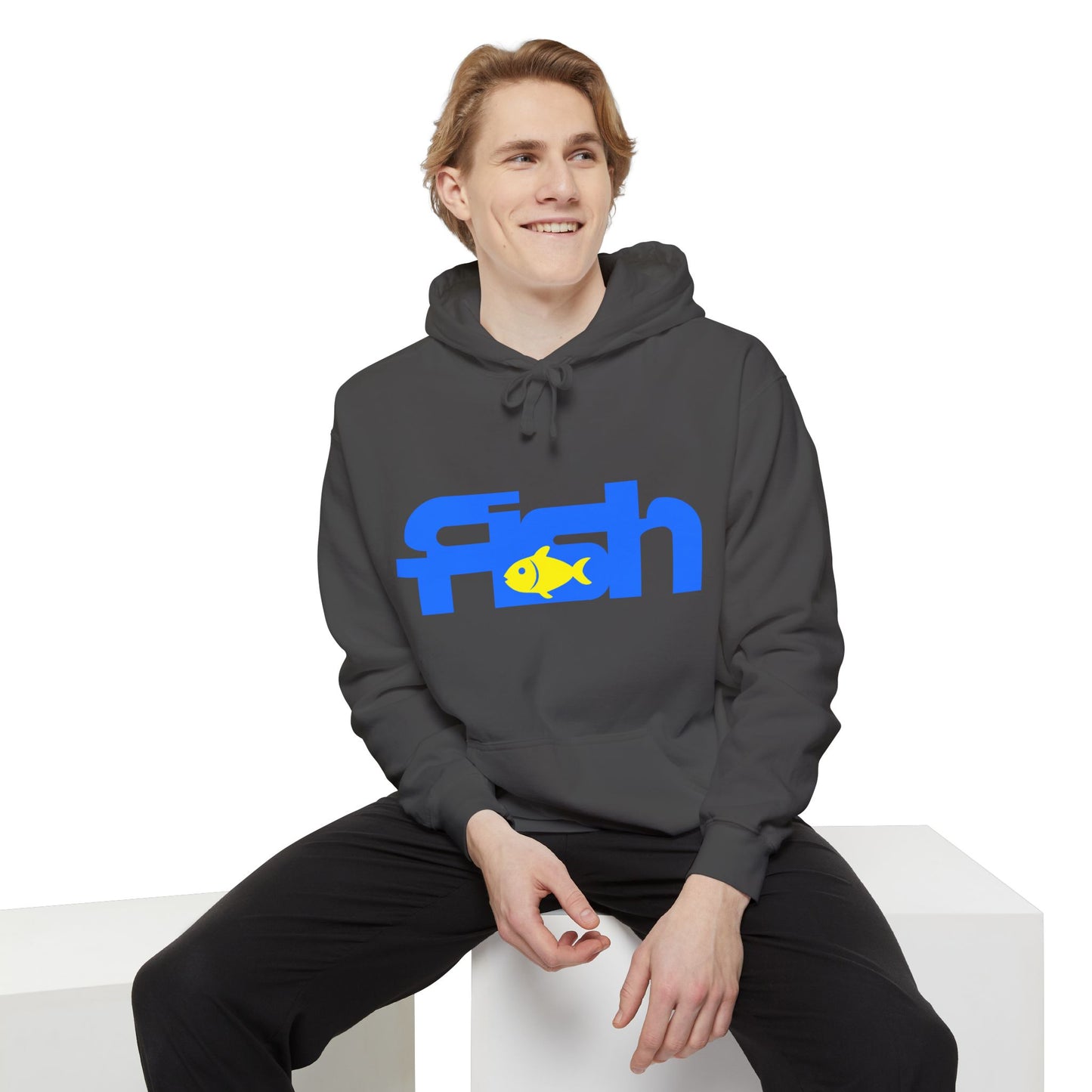 Fish Design Unisex Hoodie, Casual Streetwear, Gift for Fish Lovers, Relaxed Fit, Eco-Friendly Style, Summer Beach Vibe