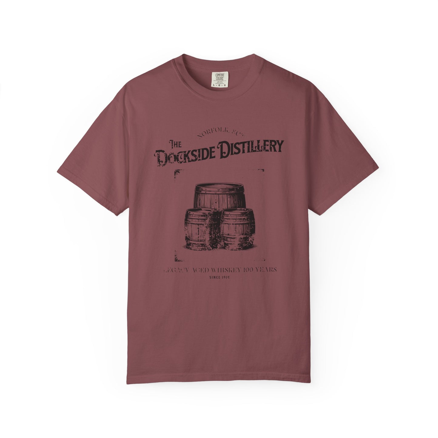 Rustic Dockside Distillery T-shirt, 100% Ring-Spun Garment-Dyed Cotton