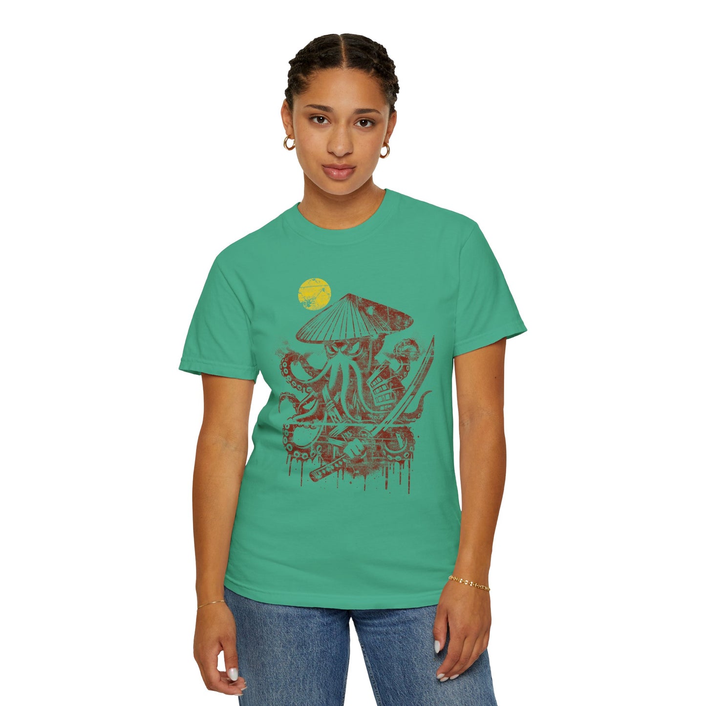 Faded Octopus Samurai T-shirt, Vintage Graphic Tee, Unisex Tee, Distressed Octopus Shirt, Unique Gift