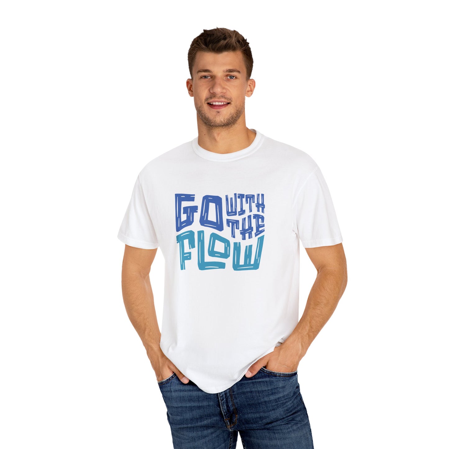Chill Vibes Unisex T-Shirt Go With The Flow Graphic Tee, Casual Wear, Beach Day Shirt, Gift for Friends, Summer Essentials