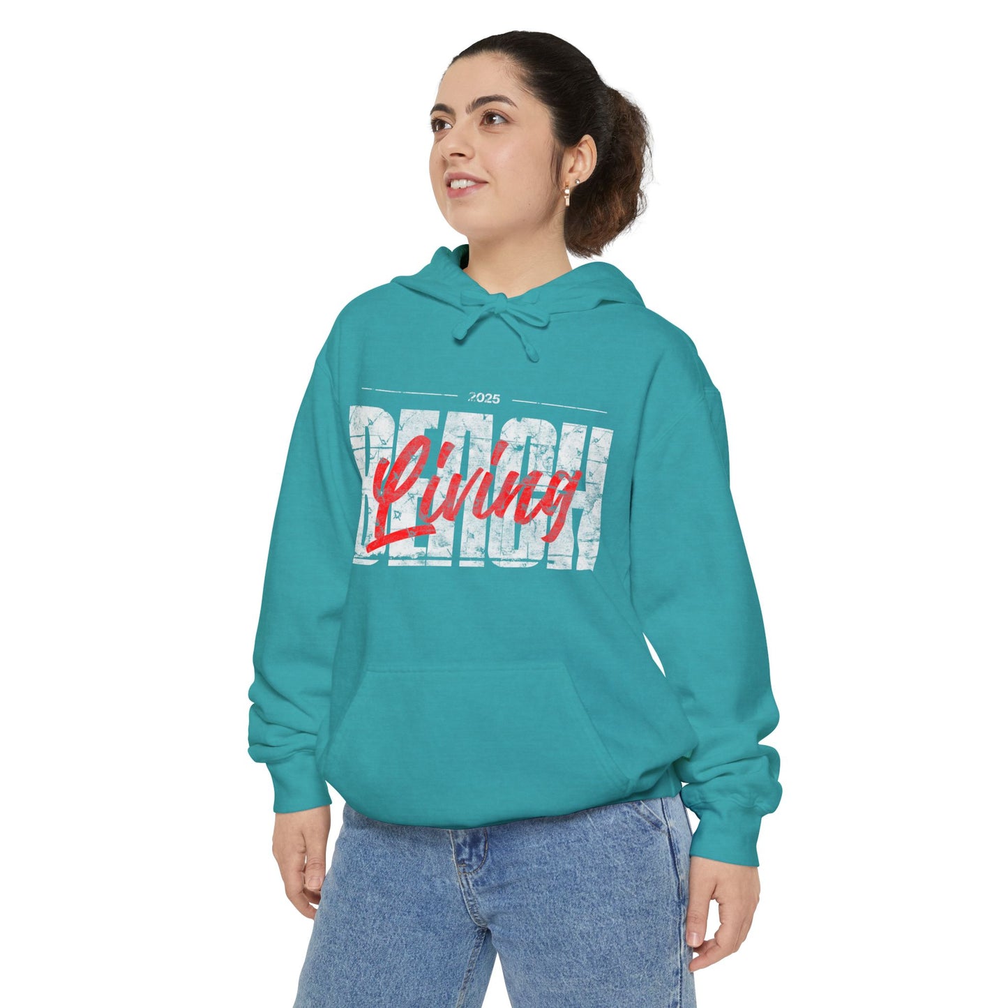 Beach Living Vibes Unisex Hoodie for Relaxed Days, Summer Apparel, Gift for Him/Her, Casual Wear, Beach Trip Essential