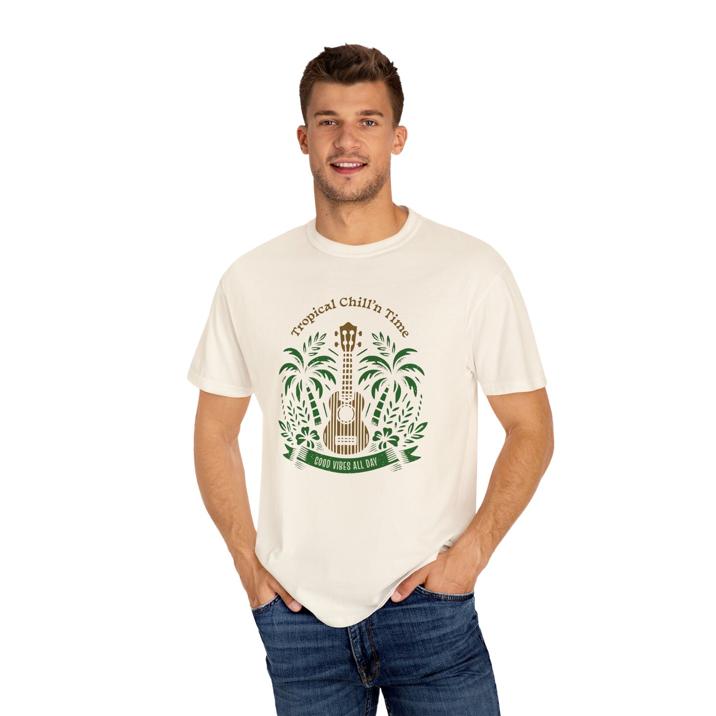 Tropical Chill T-Shirt, Summer Vibes Tee, Music Lover Gift, Beach T-Shirt, Relaxation Shirt, Unisex Tee for Vacations