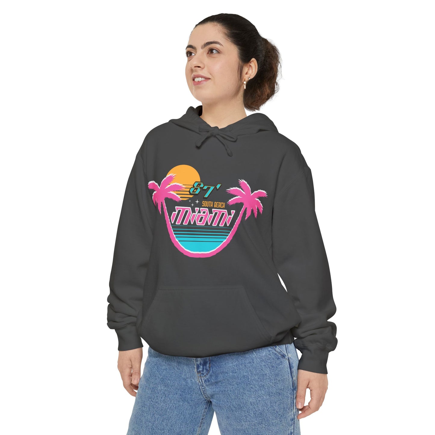 Miami Sunset Hoodie, Relaxed Vibe Hoodie, Travel Inspiration Sweatshirt, Vacation Apparel, Gift for Beach Lovers