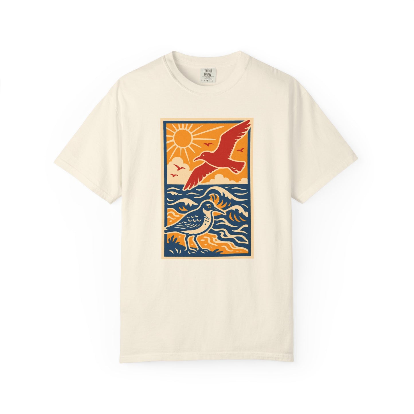 Ocean Breeze Garment-Dyed Graphic T-shirt, Unisex Beach Tee, Summer Vibes Shirt, Gift for Nature Lovers, Casual Outdoor Apparel