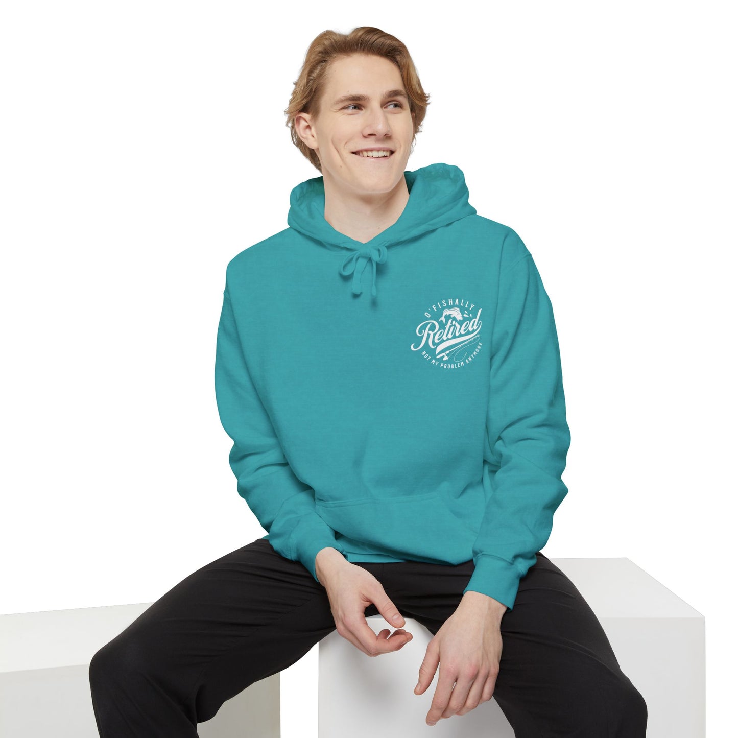 O'Fishally Retired Hoodie, Unisex Garment-Dyed Pullover, Perfect Gift for Retirees, Fishing Lovers, Cozy Everyday Wear, Retirement