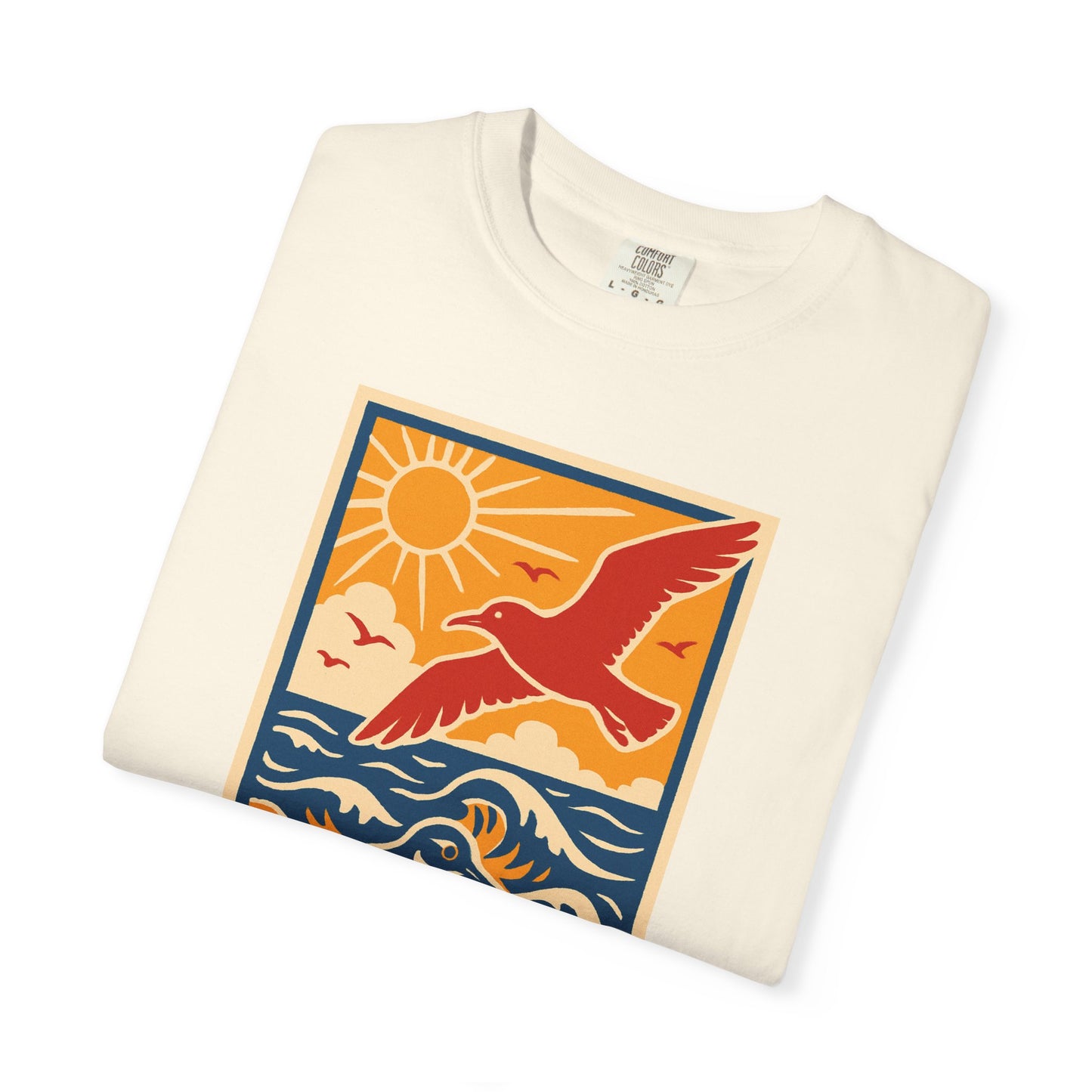 Ocean Breeze Garment-Dyed Graphic T-shirt, Unisex Beach Tee, Summer Vibes Shirt, Gift for Nature Lovers, Casual Outdoor Apparel