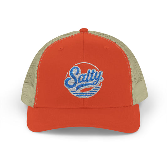 Salty Wave Snapback Trucker Cap — Beachy Retro Embroidered Beach Hat