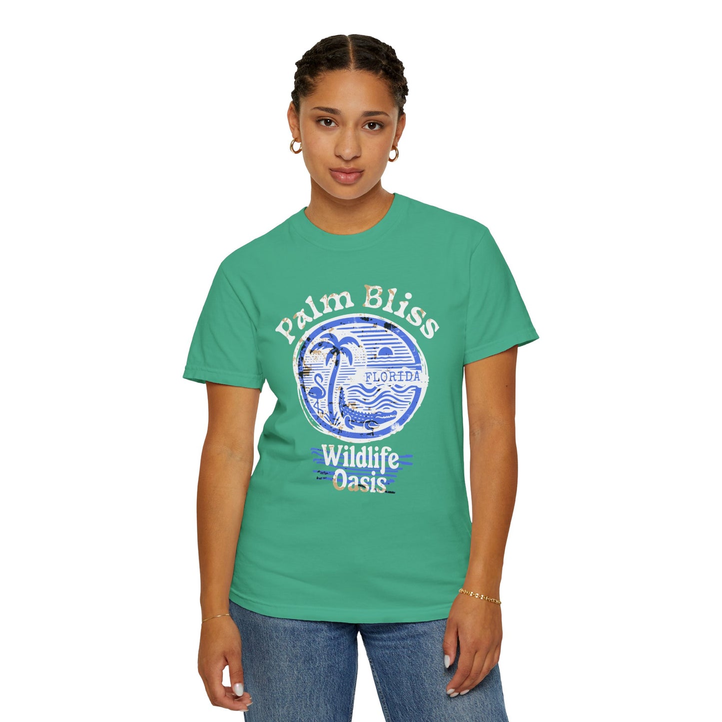 Palm Bliss Wildlife Oasis T-Shirt, Unisex Beach Shirt, Summer Vacation Tee, Gift for Ocean Lovers, Florida Apparel