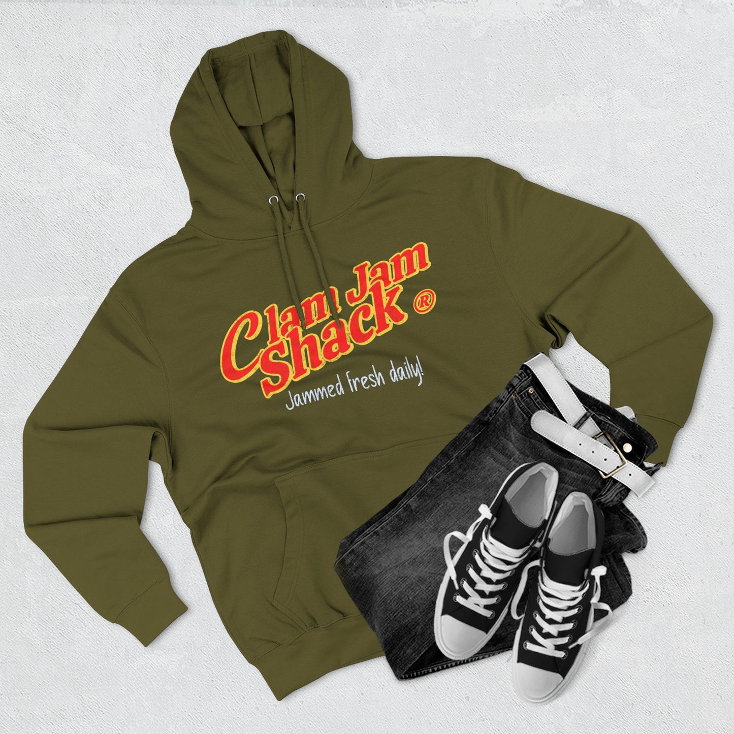 Clam Jam Shack Fleece Hoodie - Perfect for Casual Days, Ideal Gift for Clam Lovers, Versatile for All Seasons, Trendy Streetwear