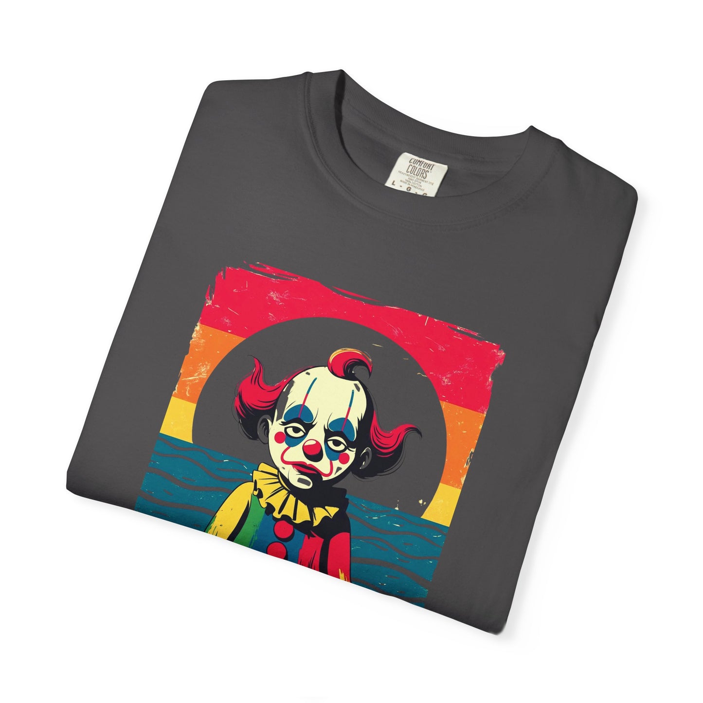 Dark Clown Playing On The Beach T-Shirt, 100% Ring-Spun Garment-Dyed Cotton