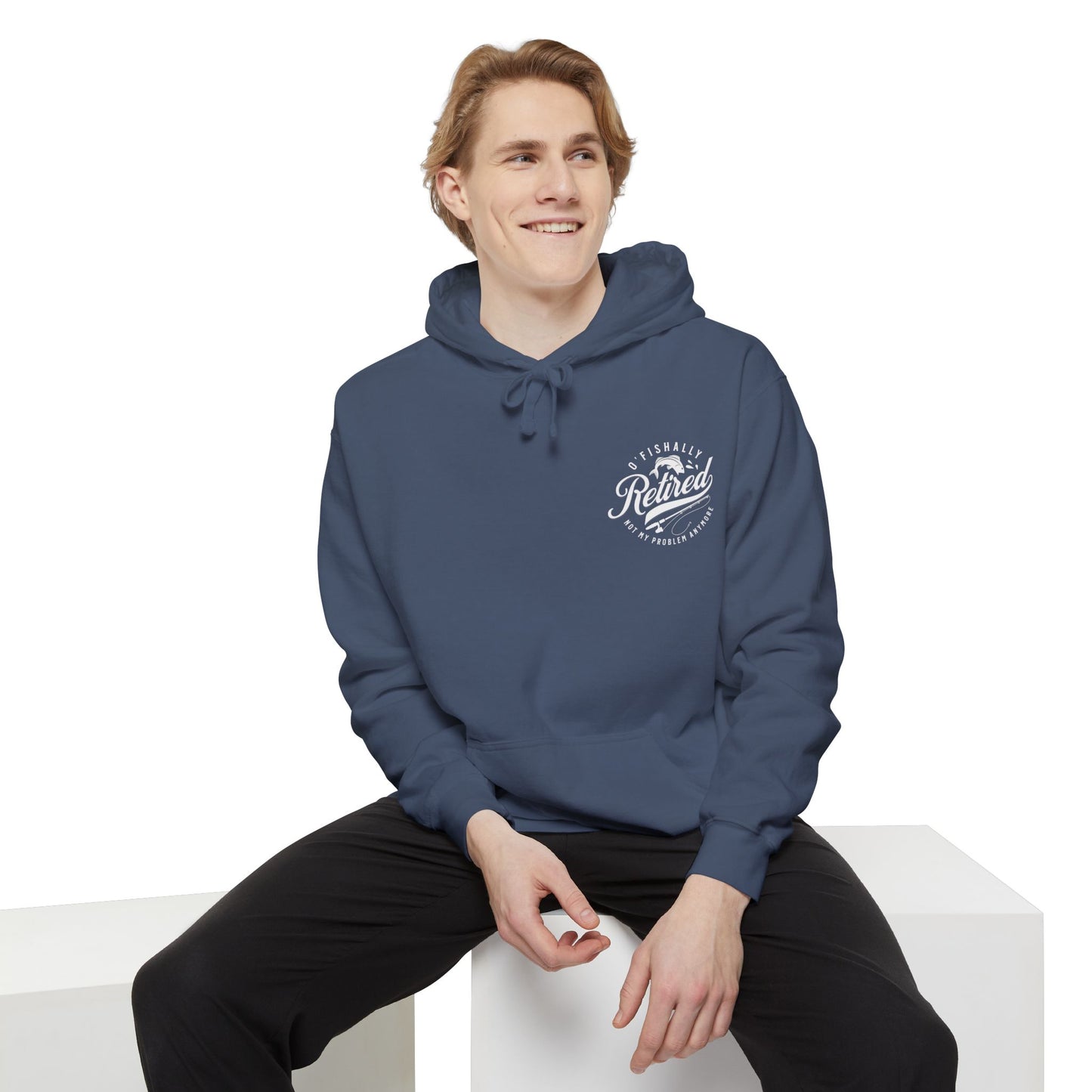 O'Fishally Retired Hoodie, Unisex Garment-Dyed Pullover, Perfect Gift for Retirees, Fishing Lovers, Cozy Everyday Wear, Retirement