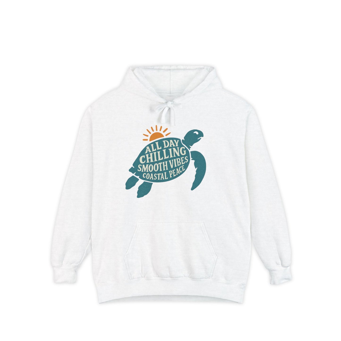 Coastal Vibes Garment-Dyed Hoodie: All Day Chilling Pullover, Beach Day Apparel, Nature Lover Gift, Casual Wear, Relaxing Outfit