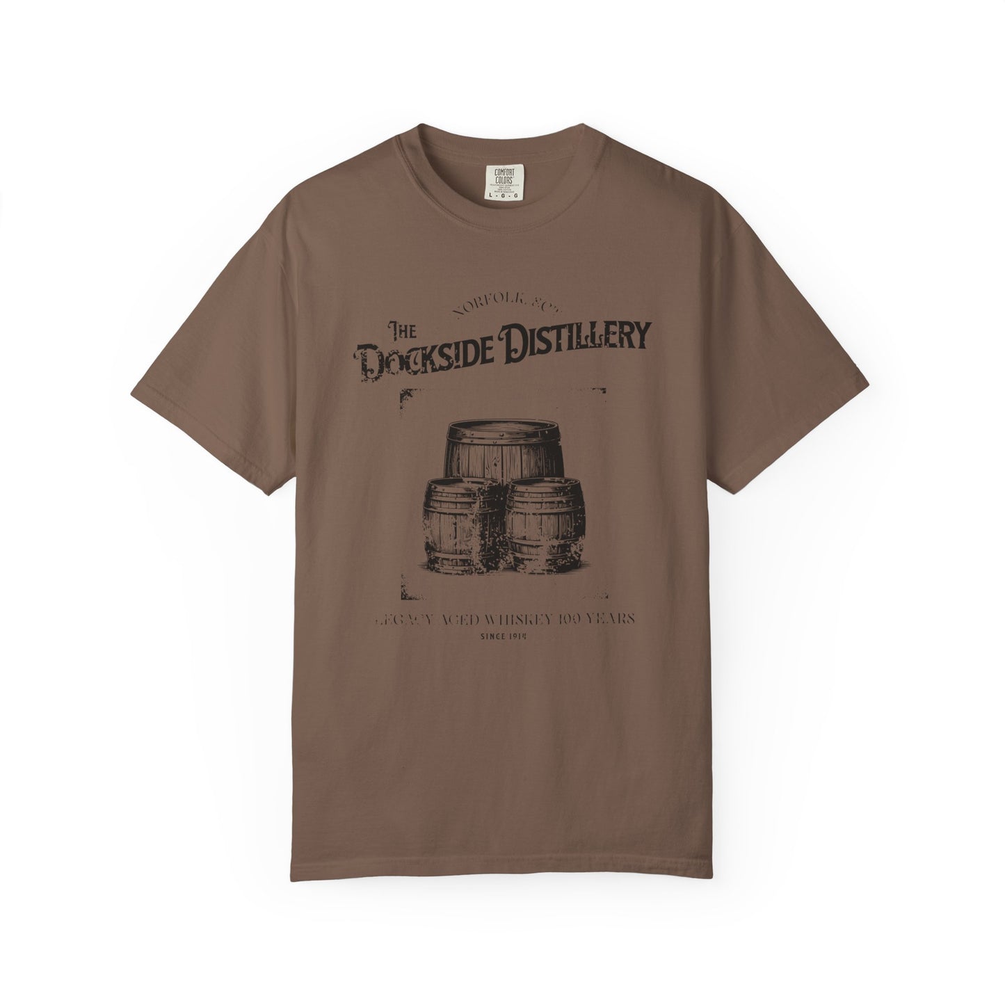 Rustic Dockside Distillery T-shirt, 100% Ring-Spun Garment-Dyed Cotton