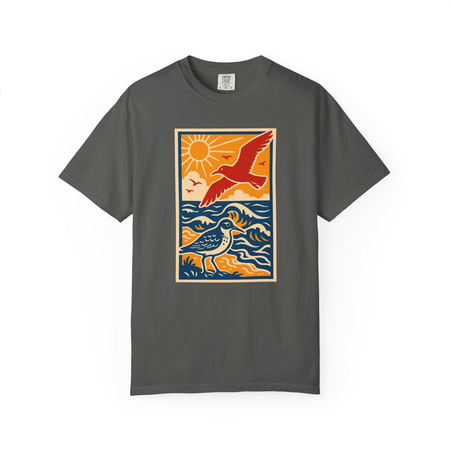 Ocean Breeze Garment-Dyed Graphic T-shirt, Unisex Beach Tee, Summer Vibes Shirt, Gift for Nature Lovers, Casual Outdoor Apparel
