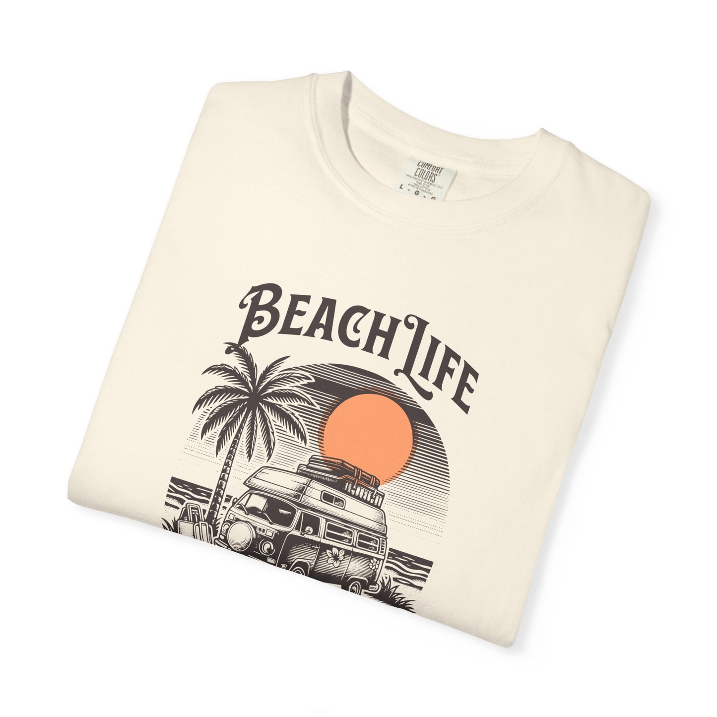 Beach Life Graphic T-Shirt, 100% Ring-Spun Garment-Dyed Cotton