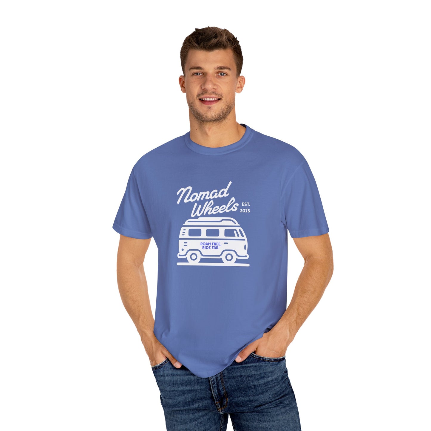 Nomad Wheels Unisex T-shirt - Vintage Travel Vibe, Perfect for Adventure Lovers, Beach Days, Road Trip Essentials, Gift Idea