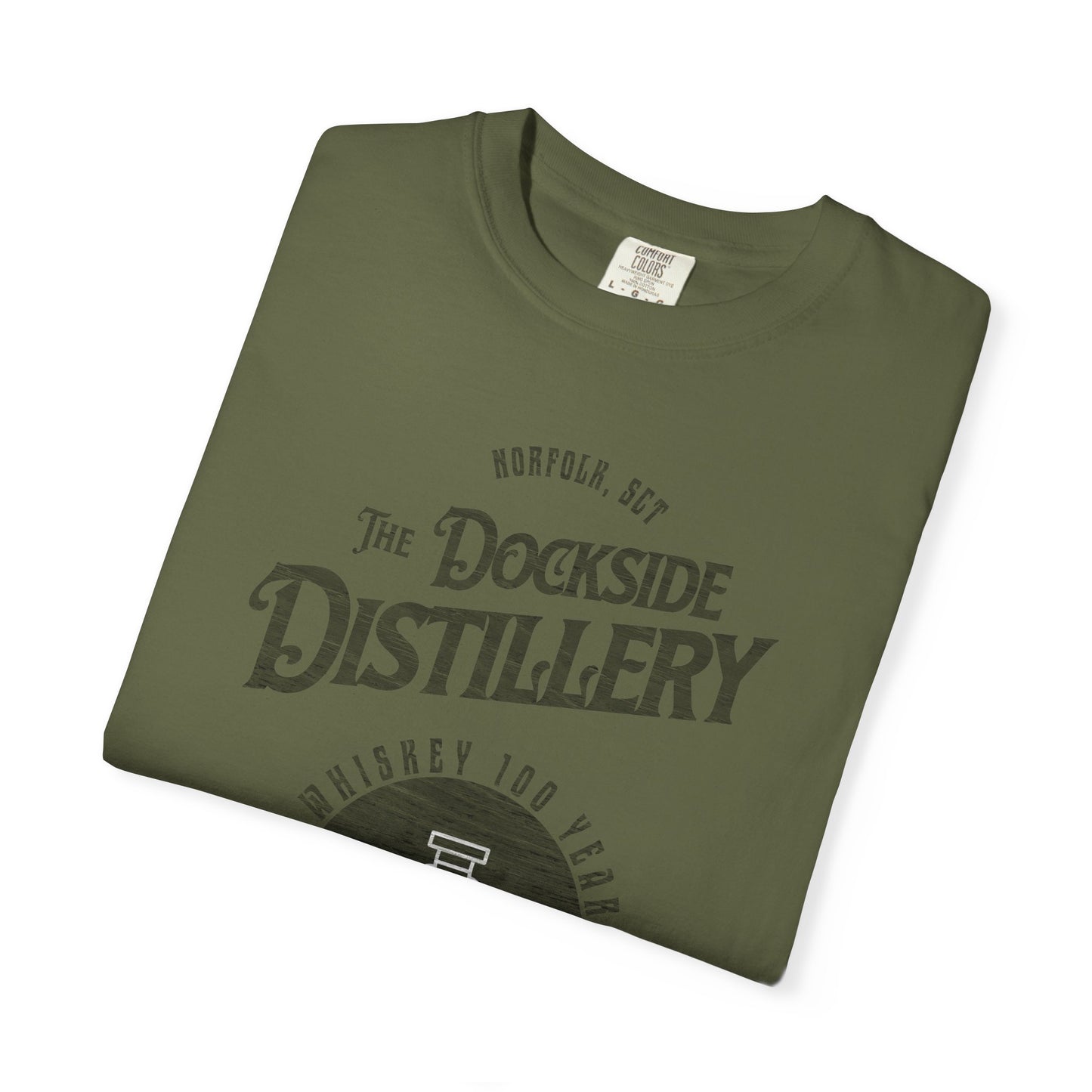 Vintage Dockside Distillery 100 Years T-Shirt, 100% Ring-Spun Garment-Dyed Cotton