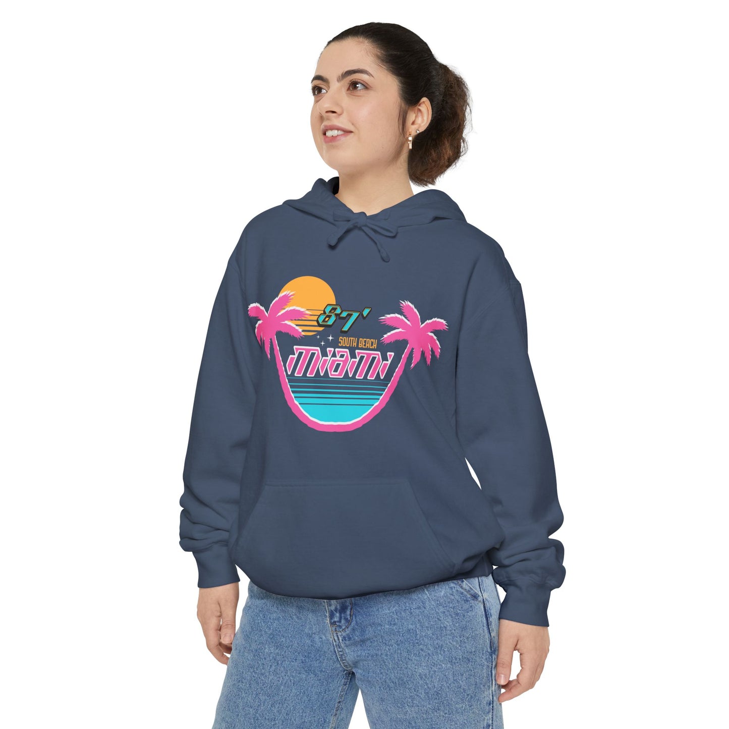Miami Sunset Hoodie, Relaxed Vibe Hoodie, Travel Inspiration Sweatshirt, Vacation Apparel, Gift for Beach Lovers
