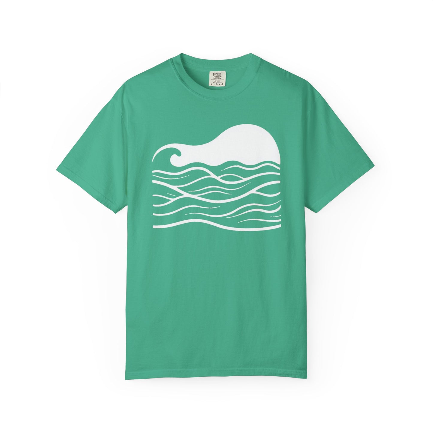 Stenciled Ocean Wave T-Shirt, 100% Ring-Spun Garment-Dyed Cotton