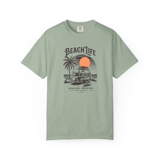 Beach Life Graphic T-Shirt, 100% Ring-Spun Garment-Dyed Cotton