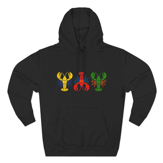 Atlantic Lobster Trio Graphic Hoodie — Colorful Beach Coastal Casual Pullover