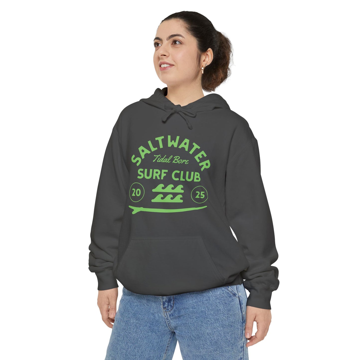 Salt Water Surf Club Hoodie, Garment-Dyed Unisex Hoodie, Saltwater Hoodie, Casual Beachwear, Comfortable Surf Apparel, Gift for Surfers